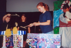 Rehearsing with their marionettes