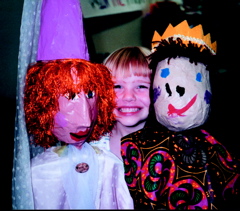 Emma with 2 princess puppets